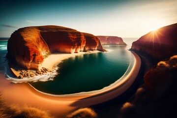 sunset over the river ai generative