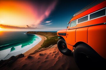 car on the beach ai generative