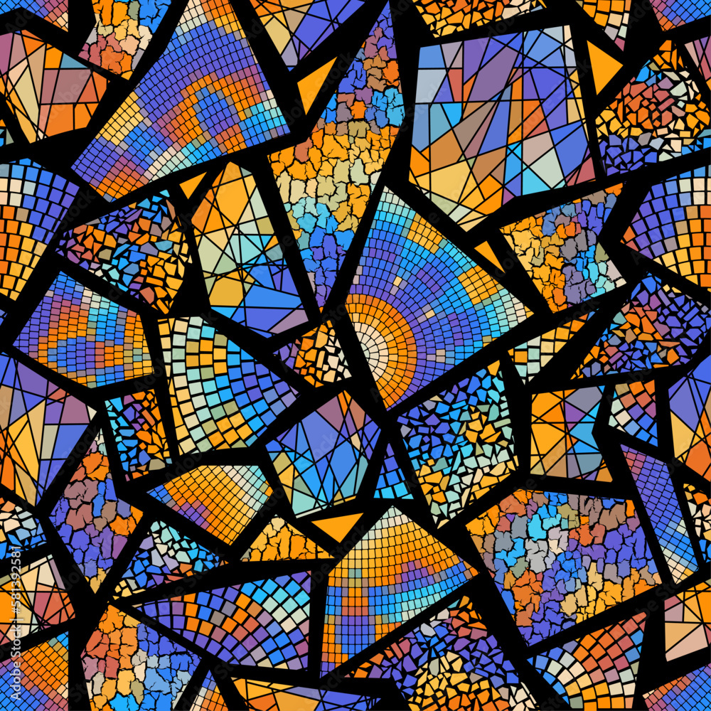Poster vector seamless mosaic art pattern. art background.