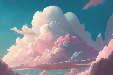 blue sky and clouds , ai generated
