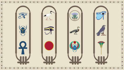 Ancient Egyptian hieroglyphs cartouche - obrazy, fototapety, plakaty