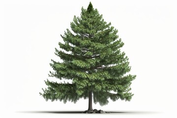Natural fresh green Nordmann pine Christmas tree in its natural state, isolated on a white background. Generative AI
