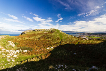 Beautiful view from the Little Orme looking eastwards along a section of the North Wales coastline including Rhos-on-Sea