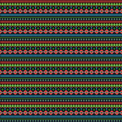 ethnic native ornamental seamless pattern, bright colored geometric illustration