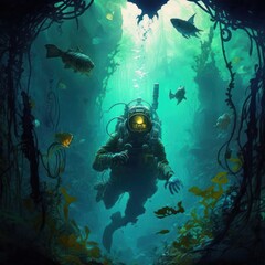 Naklejka na ściany i meble Underwater Game Art