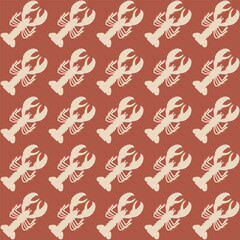 Abstract Retro Lobsters Diagonal Lineup Minimal Seamless Vector Pattern Trendy Fashion Colors Perfect for Allover Fabric Print Interior Decoration Outdoor Textile or Mens Swimwear