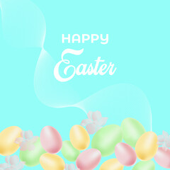 Easter background with festive decor elements and place for text