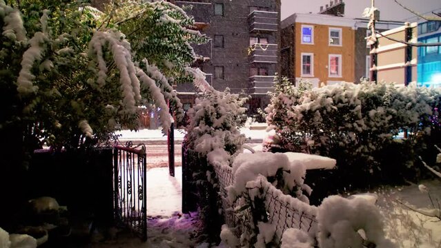 English street heavy snow, Clapton, London
