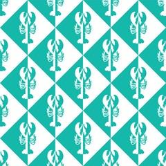 Abstract Squares Retro Lobsters Monochrome Shadows Seamless Vector Pattern Trendy Fashion Colors Minimal Geometric Decoration Texture Perfect for Allover Fabric Print or Wrapping Paper