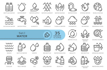 Set of conceptual icons. Vector icons in flat linear style for web sites, applications and other graphic resources. Set from the series - Water. Editable outline icon.	
