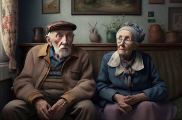 Fototapeta premium Portrait of a charming elderly retired couple, capturing the grace and wisdom that come with a lifetime of experiences and accomplishments, generative ai