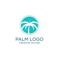 Naklejka premium Palm tree logo design with simple and creative Premium Vector
