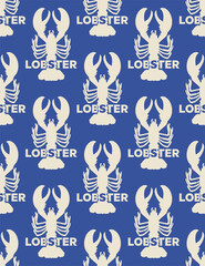 Abstract Monochrome Lobster Silhouettes and Words Seamless Vector Pattern Minimalist Decoration Element Trendy Fashion Colors Perfect for Allover Fabric Print or Wrapping Paper