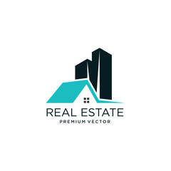 Real estate logo idea with modern unique concept premium vector