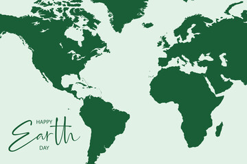 Fototapeta na wymiar Happy Earth Day poster or banner with world map illustration. Vector illustration.