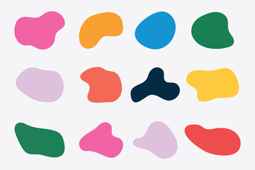 Vector set of colorful abstract shape stickers. Irregular shape.