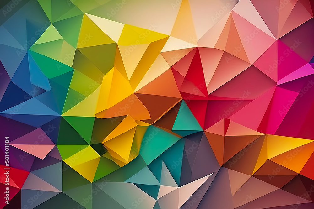 Wall mural rainbow colorful geometric triangle abstract background illustration. Polygonal design. abstract mosaic background