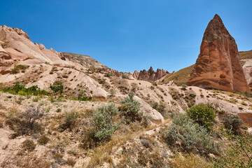 Fototapeta na wymiar Rose valley view. Picturesque rock formation. Cappadocia, Turkey