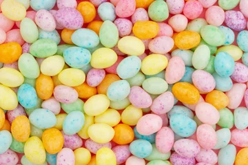 Rolgordijnen Easter egg background of pastel color candy © Karen Roach