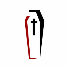 Obraz premium Coffin icon vector illustration graphic design with cross symbol.