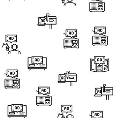 advertising media business vector seamless pattern