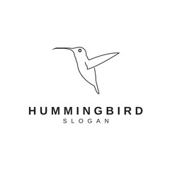 Hummingbird Logo or Icon with Line Art Style Illustration