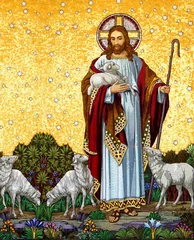 Papier Peint photo Coloré the good shepherd mosaic Jesus good shepherd icon