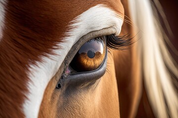 high key close up of a horse's eye. Generative AI