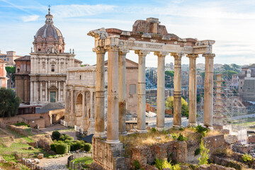 Fototapeta na wymiar Ruins of Roman Forum in Rome, Italy