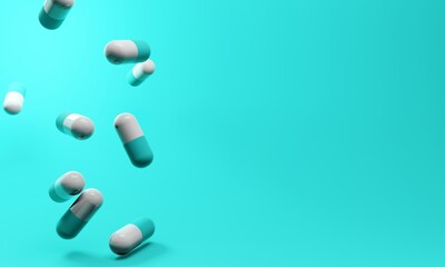 drug for patient, pills medicine capsule for health care in hospital, medical and treatment insurance, 3d illustration rendering