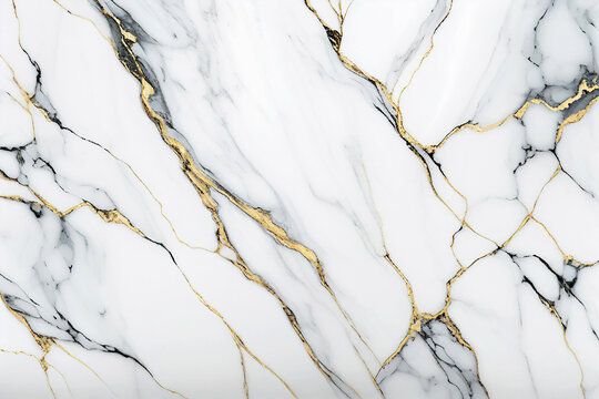3D rendering of gold and white marble texture. Abstract minimalist luxury marble background. Generated AI