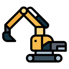 excavator filled outline icon style