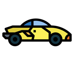 sports car filled outline icon style