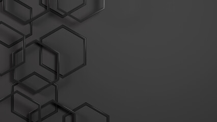 3d black abstract hexagon background
