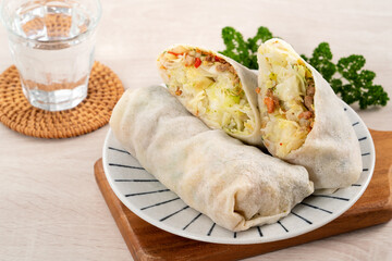 Delicious popiah, lumpia, Taiwanese spring roll food. - Powered by Adobe