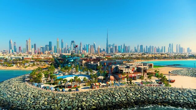La Mer Beach resort and Ariel View of Dubai