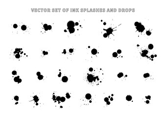 VECTOR SET OF INK SPLASHES AND DROPS