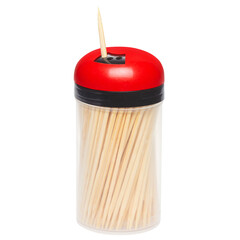 Plastic box with toothpicks, cut out