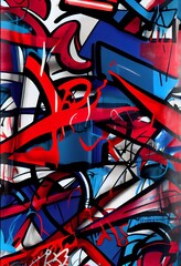 Urban graffiti pattern, use the colors red and bright blue. Generative AI

