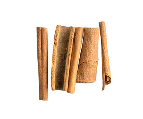 Cinnamon sticks, top view. Isolated on transparent background.