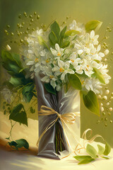 Vintage bouquet of beautiful flowers . Floral background. Baroque old fashion style. Natural pattern wallpaper or greeting card ,made with Generative AI