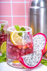 Pitahaya or dragon fruit margarita