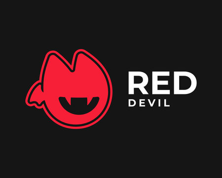 Ghost Spooky Red Devil Demon Evil Boo Fear Creepy Fun Head Face Mascot Character Vector Logo Design