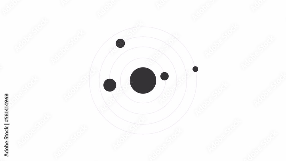 Fototapete animated solar system loader. planets around sun. simple black and white loading icon. 4k video foot