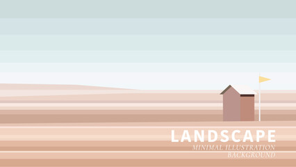 Landscape background house on the beach minimal landscape vector illustration background	