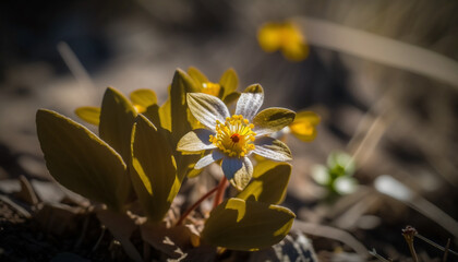 Spring flower with light sun. Generative AI