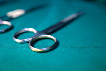 surgical metal equipment preparation operating surgery including cotton scissors tweezers tissue...
