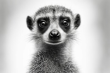 Fototapeta premium A Meerkat Portrait on a White Background. Generative AI