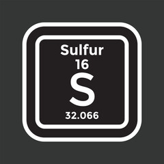 sulfur periodic table element, chemistry, vector illustration 