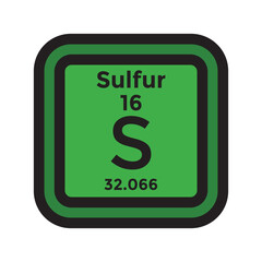 sulfur periodic table element, chemistry, vector illustration 